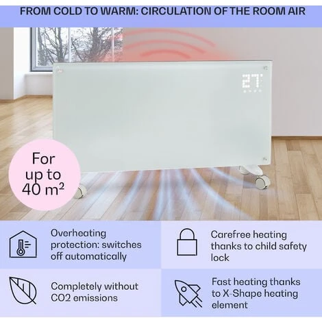 Klarstein Bornholm Convection Heater 2000W LED Display 2 Heating Levels White - Image 4