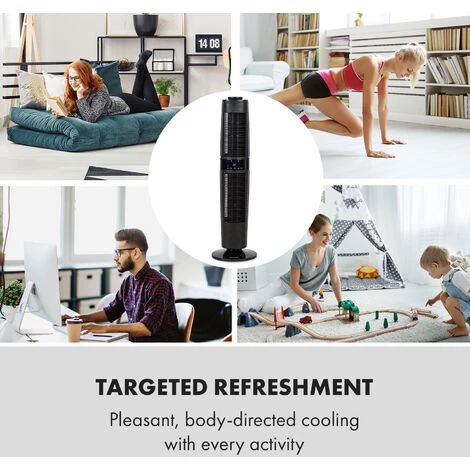 Klarstein Twister Tower Fan 45W Oscillation 343 M³ / H Max. 3 Modes Black - Image 4