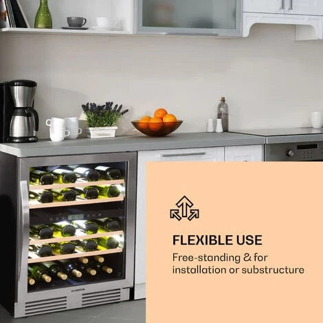 Klarstein Vinovilla 43 Built-In Duo Two-Zone Wine Fridge 129l 43 Bottles 3-Colour Glass Door - Image 2