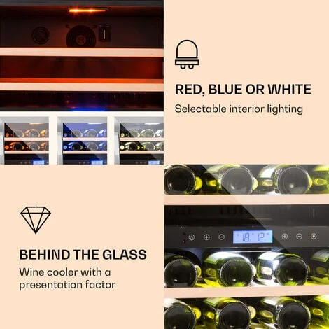 Klarstein Vinovilla 43 Built-In Duo Two-Zone Wine Fridge 129l 43 Bottles 3-Colour Glass Door - Image 3