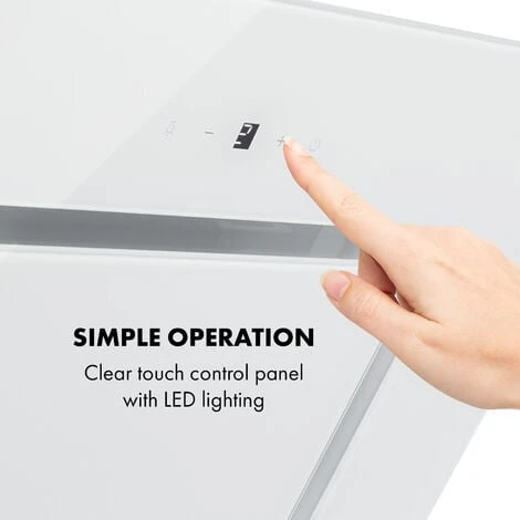 Klarstein Sofia 60 Extractor Hood 300 M³ / H Touch Control Glass Front White - Image 4