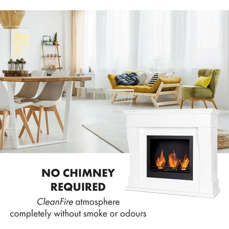 Klarstein Phantasma Cottage Pillar Ethanol Fireplace Smokeless Stainless Steel Burner 3 X 300ml 2h Stainless Steel White/black - Image 4