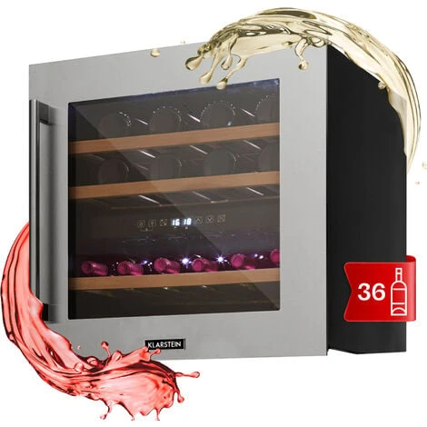Klarstein Vinsider 36 Wine Fridge 2 Cooling Zones 5-22°C 85l Stainless Steel