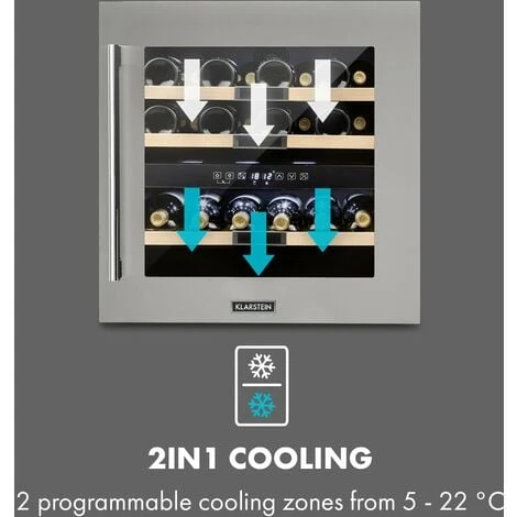 Klarstein Vinsider 36 Wine Fridge 2 Cooling Zones 5-22°C 85l Stainless Steel - Image 3