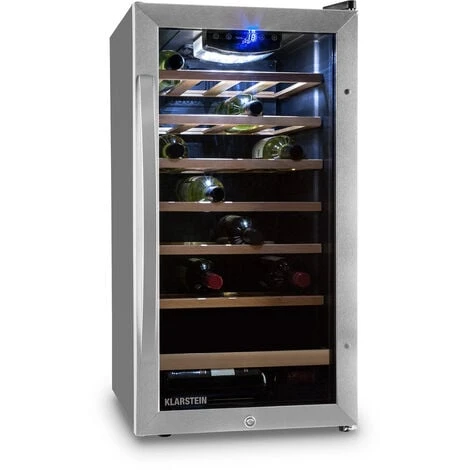 Klarstein Vinamour 26 Uno Wine Refrigerator 26 Bottles 88 Litres Stainless Steel LED
