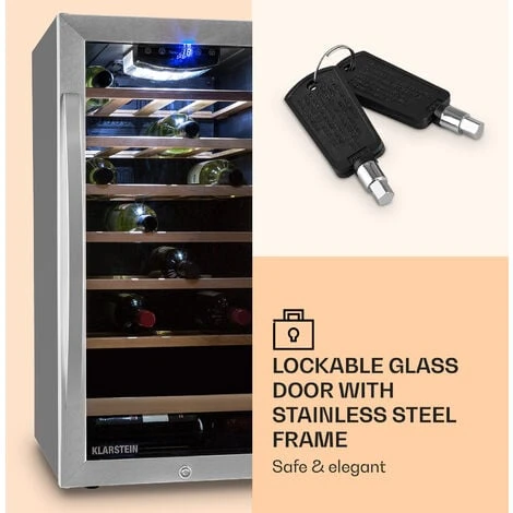 Klarstein Vinamour 26 Uno Wine Refrigerator 26 Bottles 88 Litres Stainless Steel LED - Image 4