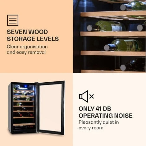 Klarstein Vinamour 26 Uno Wine Refrigerator 26 Bottles 88 Litres Stainless Steel LED - Image 5