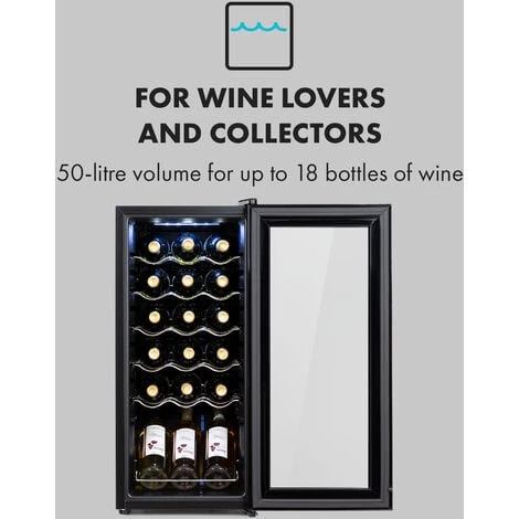 Klarstein Shiraz 18 Slim Uno Wine Refrigerator 50l 18Fl Touch Control Panel 5-18°C - Image 3