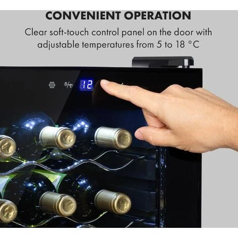 Klarstein Shiraz 18 Slim Uno Wine Refrigerator 50l 18Fl Touch Control Panel 5-18°C - Image 4