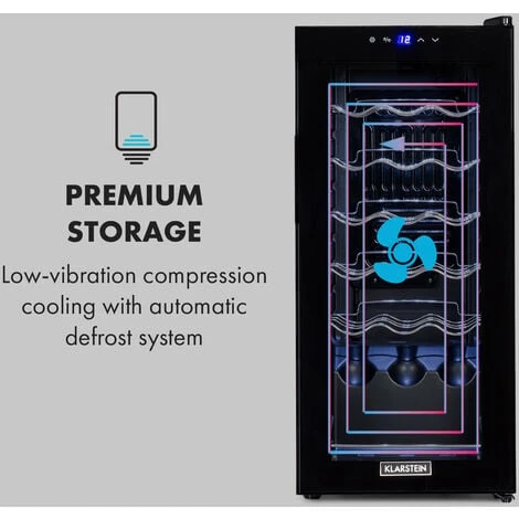 Klarstein Shiraz 18 Slim Uno Wine Refrigerator 50l 18Fl Touch Control Panel 5-18°C - Image 5