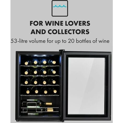 Klarstein Shiraz 20 Uno Wine Refrigerator 53 Litres 20 Bottles Touch Control Panel 5-18°C - Image 3