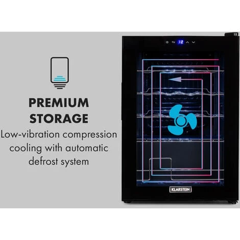 Klarstein Shiraz 20 Uno Wine Refrigerator 53 Litres 20 Bottles Touch Control Panel 5-18°C - Image 5