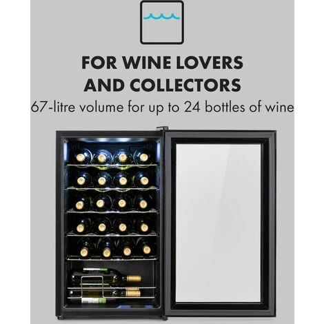 Klarstein Shiraz 24 Uno Wine Refrigerator 63 Litres 24 Bottles Touch Control Panel 5-18°C - Image 3