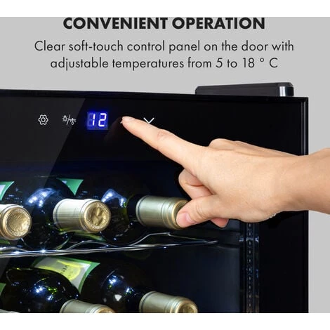 Klarstein Shiraz 24 Uno Wine Refrigerator 63 Litres 24 Bottles Touch Control Panel 5-18°C - Image 4