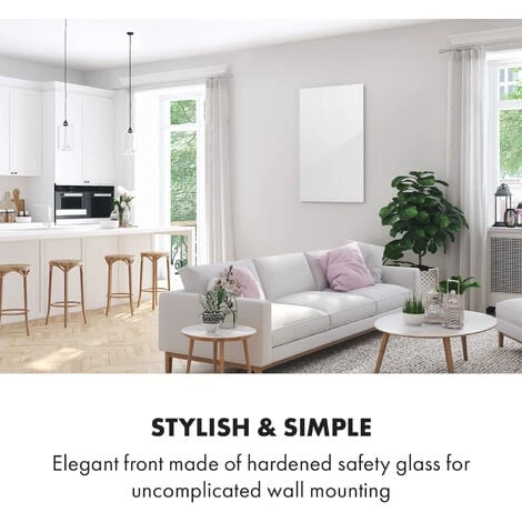 Klarstein Crystal Wall Infrared Heater 100x60cm 600W Weekly Timer IP54 White - Image 3