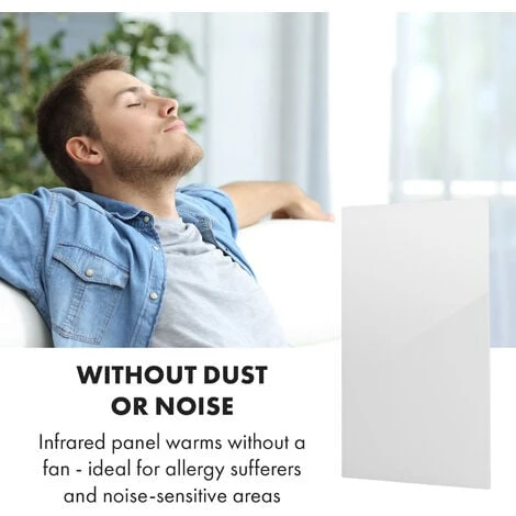 Klarstein Crystal Wall Infrared Heater 100x60cm 600W Weekly Timer IP54 White - Image 5