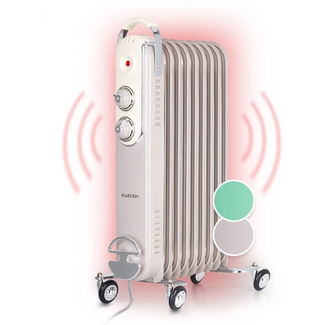 Klarstein Thermaxx Retroheat Oil Radiator 2000W Floor Rollers Taupe