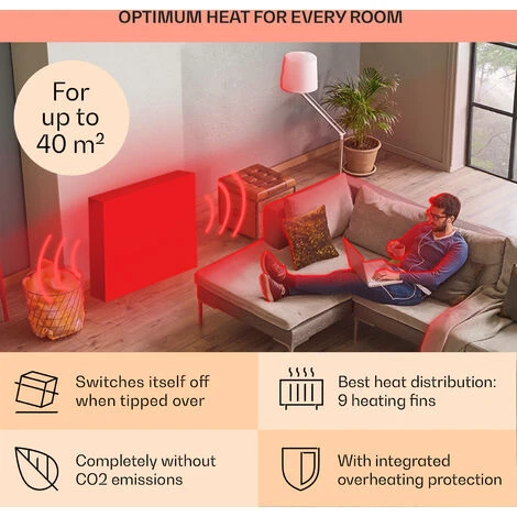 Klarstein Thermaxx Retroheat Oil Radiator 2000W Floor Rollers Taupe - Image 5