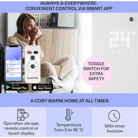 Klarstein Bornholm Curved Smart Convection Heater 2000 W App Control Timer - Image 3