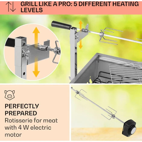 Klarstein Sauenland Mini, Rotisserie Grill, Rotary Spit, 4W, 12kg Max., Stainless Steel - Image 3