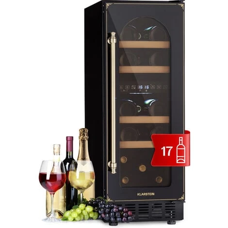 Klarstein Vinovilla 17 Built-In Duo Vilhelmine Edition Wine Fridge 17 Bottles 3-Colour Glass Door