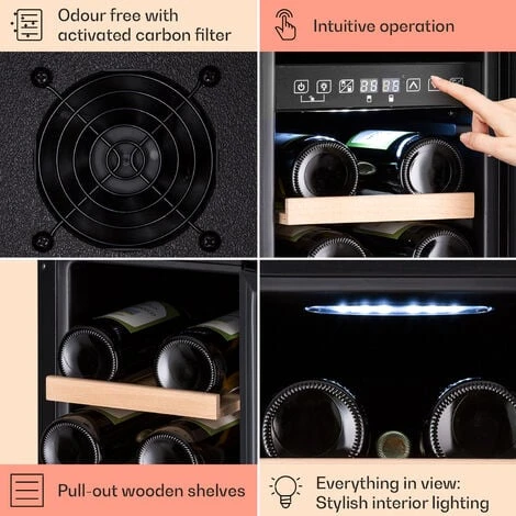 Klarstein Vinovilla 17 Built-In Duo Vilhelmine Edition Wine Fridge 17 Bottles 3-Colour Glass Door - Image 5