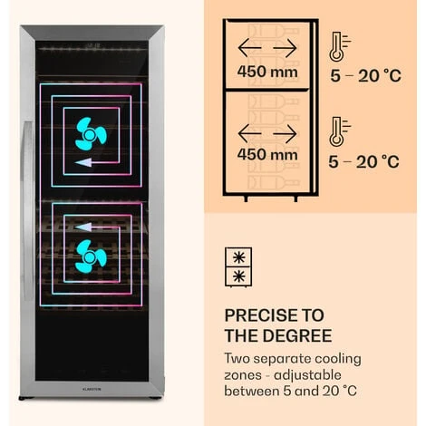 Klarstein Klarstein Vinamour 77 Duo Wine Fridge 191 Litres 5 - 20 °C 2 Cooling Zones - Image 4